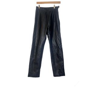Saguaro Vintage Black Leather 90s Elastic Waist Lined Straight Pants size 4